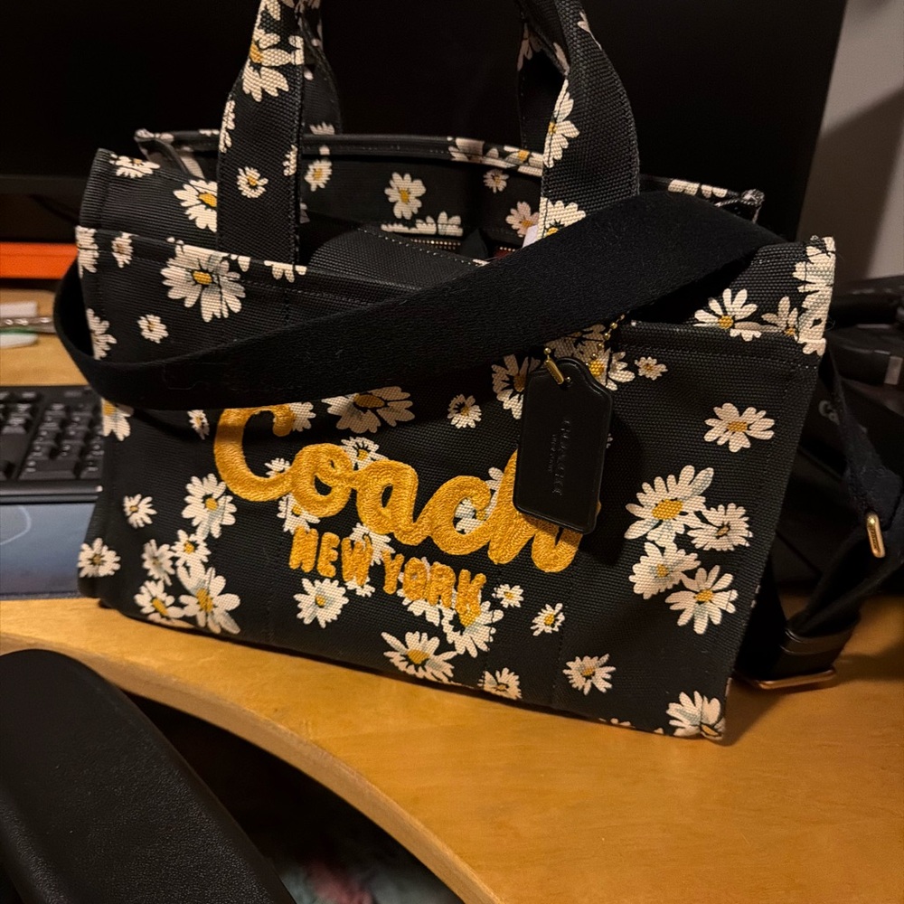 Coach Black and Yellow Floral Tote
